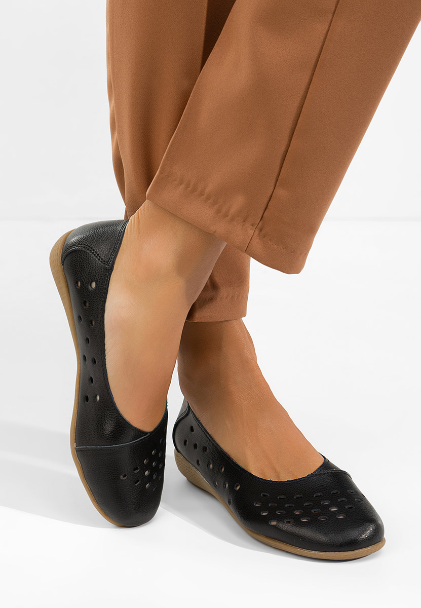 Balerinke od prirodne kože Andeia crno