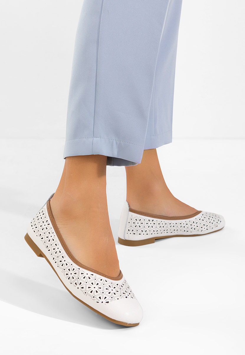 Balerinke od prirodne kože Verioma bijele