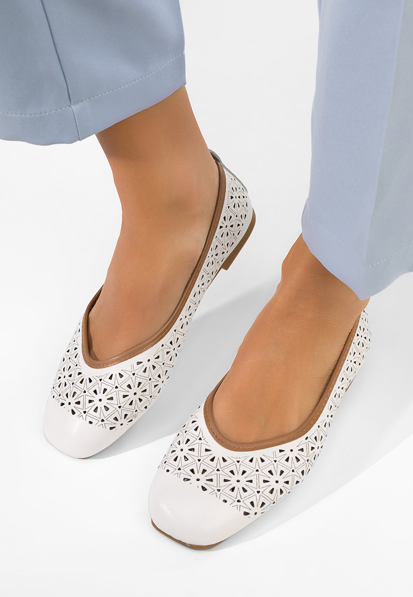 Balerinke od prirodne kože Verioma bijele