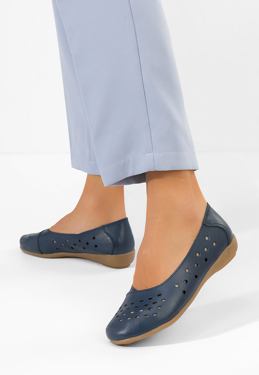 Balerinke od prirodne kože Andeia plavo navy
