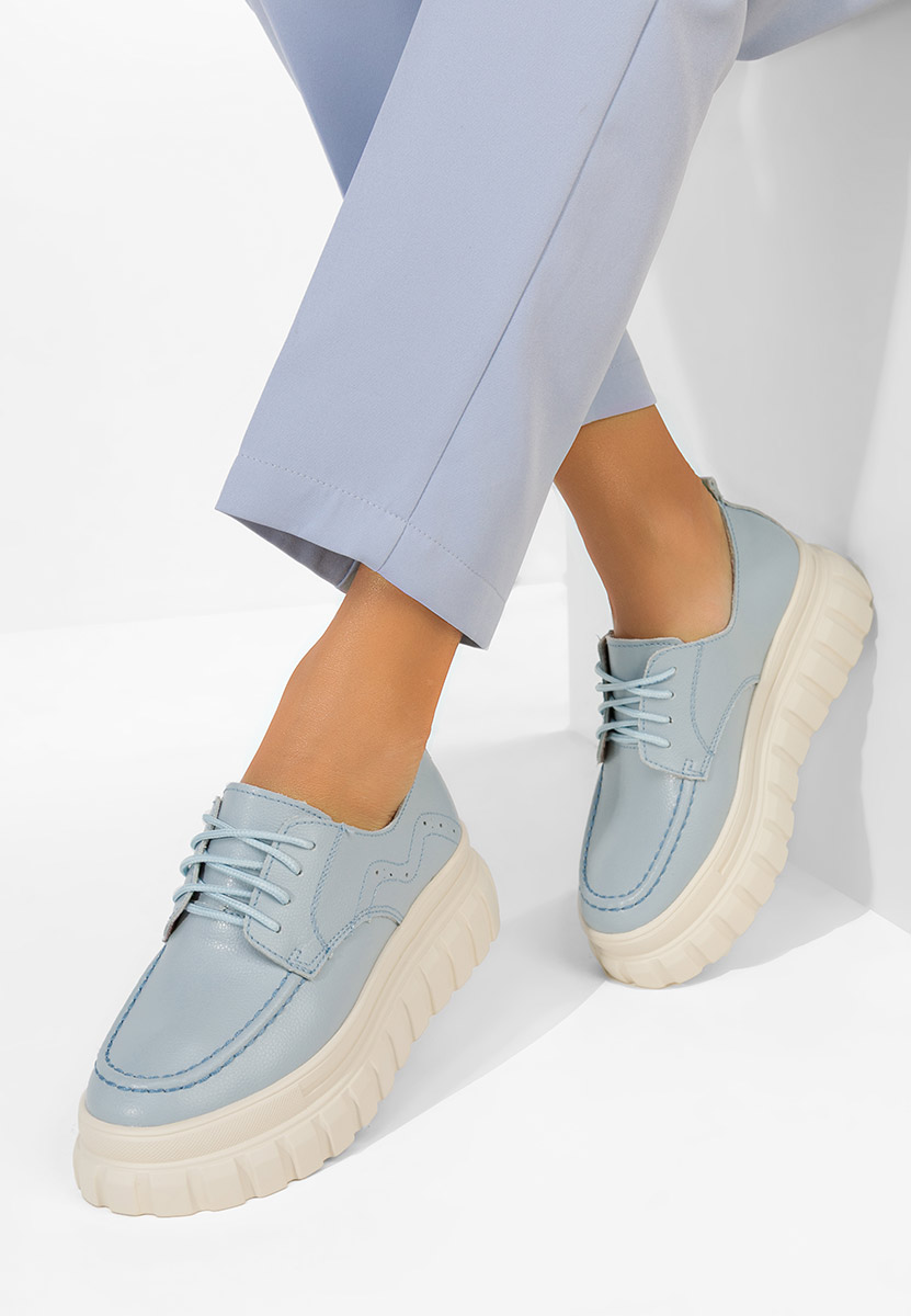 Mokasinke od prirodne kože Camya plavi