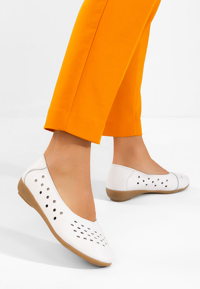 Balerinke od prirodne kože Andeia bijele