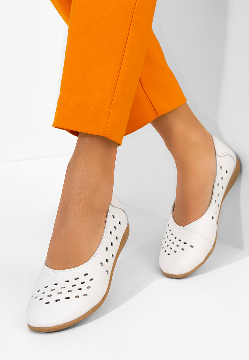 Balerinke od prirodne kože Andeia bijele