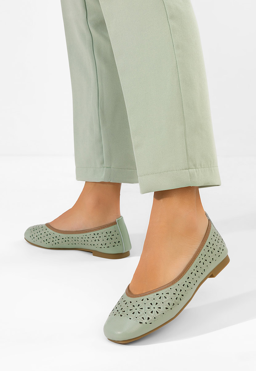 Balerinke od prirodne kože Verioma zeleno