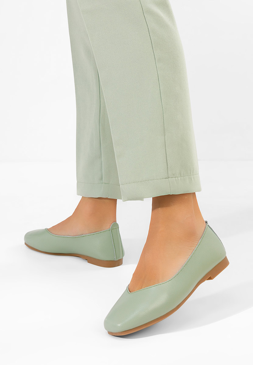 Balerinke od prirodne kože Gabiela zeleno