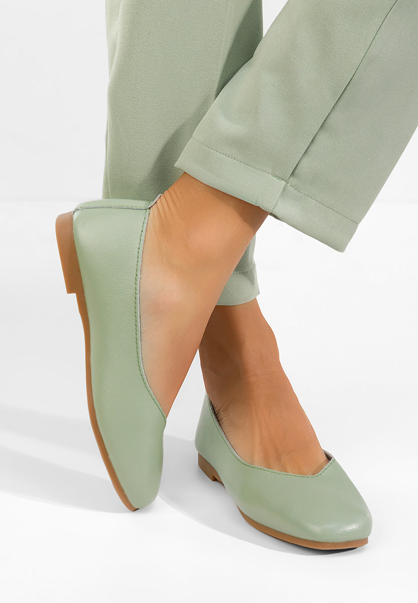 Balerinke od prirodne kože Gabiela zeleno