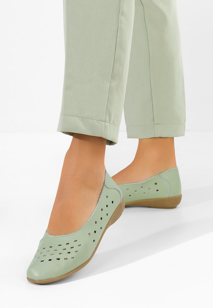 Balerinke od prirodne kože Andeia zeleno