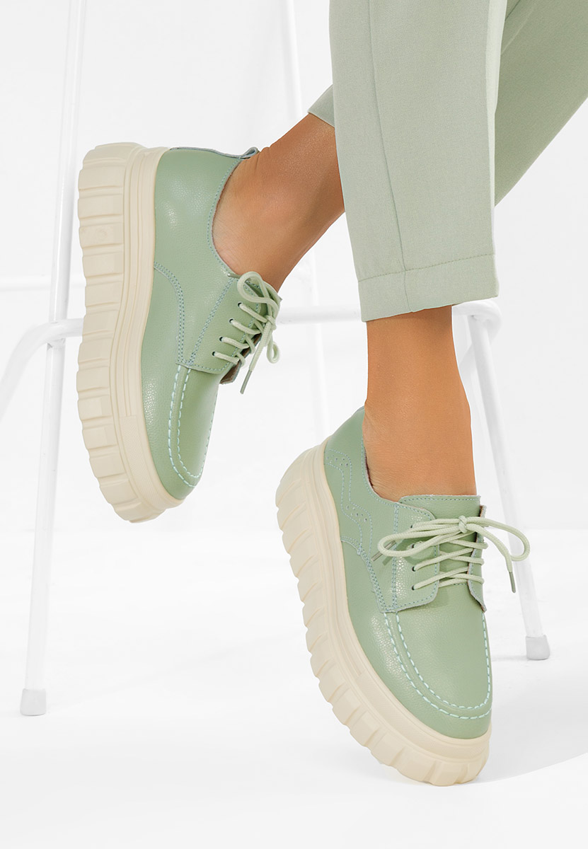 Mokasinke od prirodne kože Camya zeleno