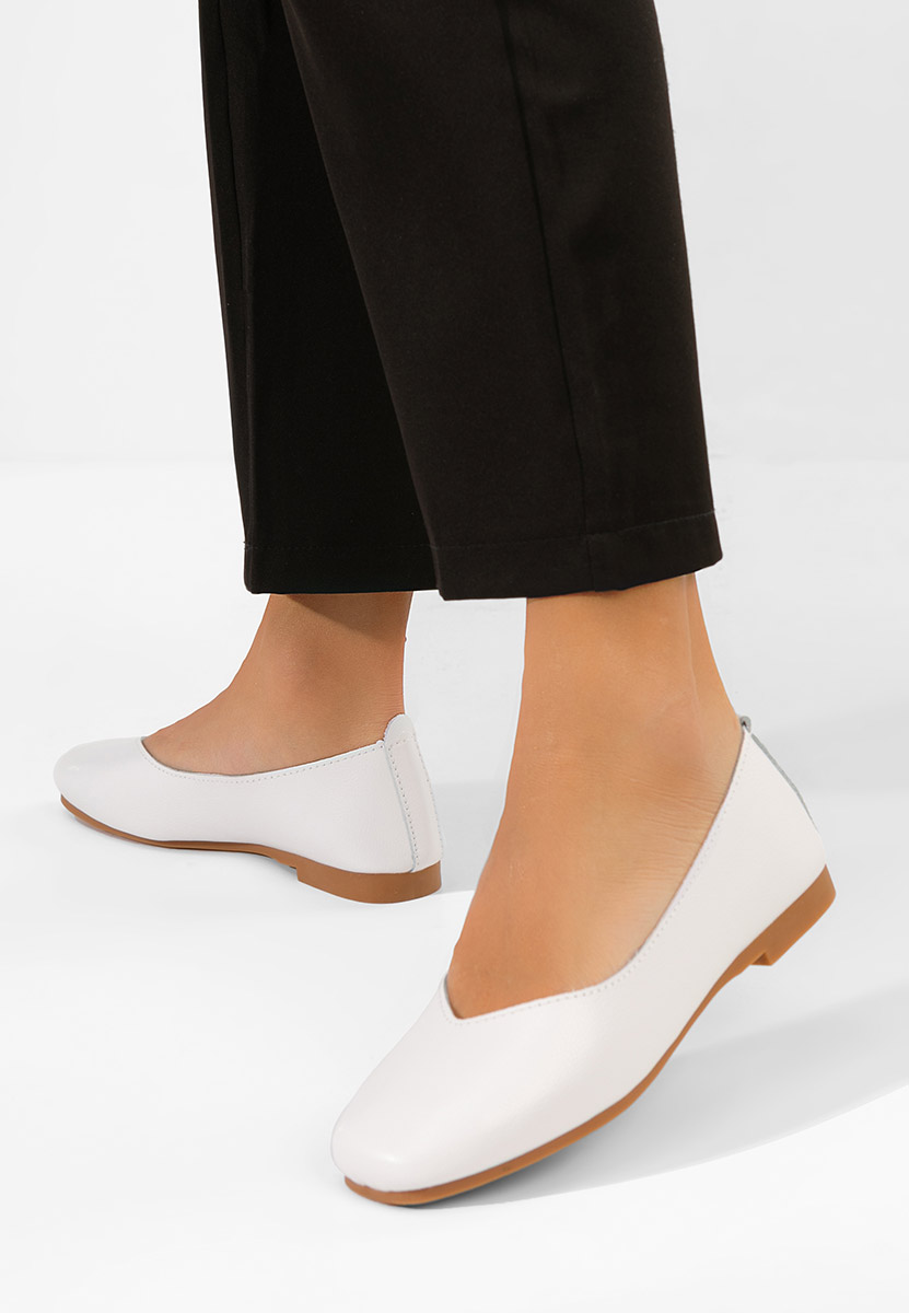 Balerinke od prirodne kože Gabiela bijele
