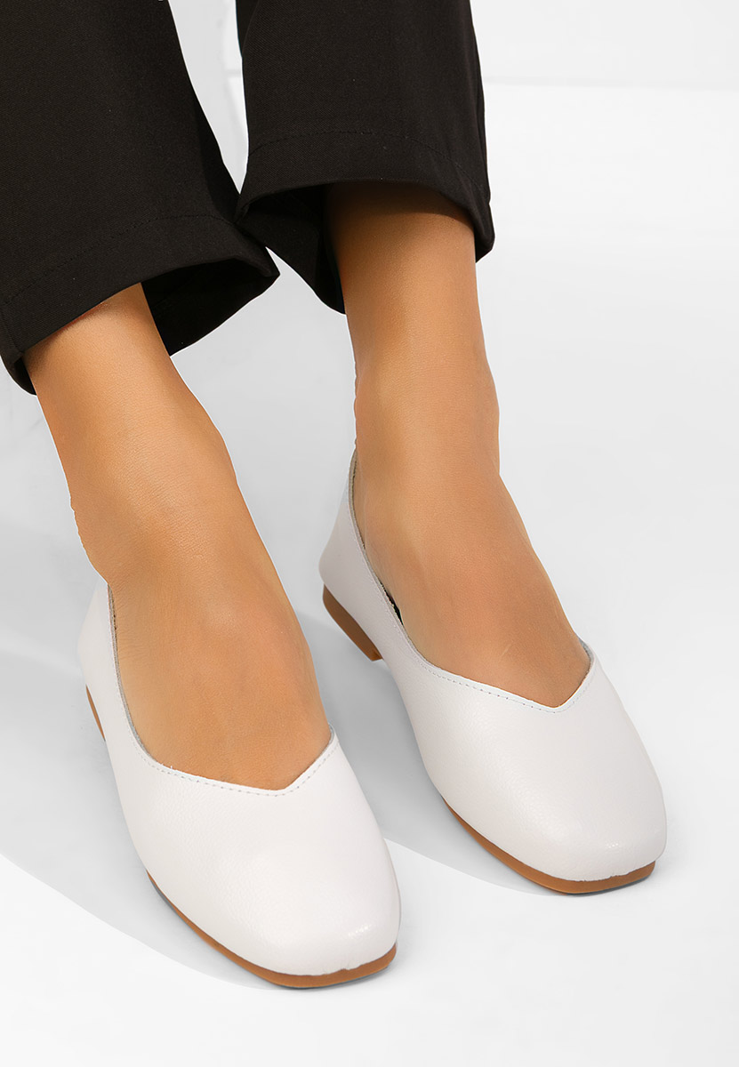 Balerinke od prirodne kože Gabiela bijele