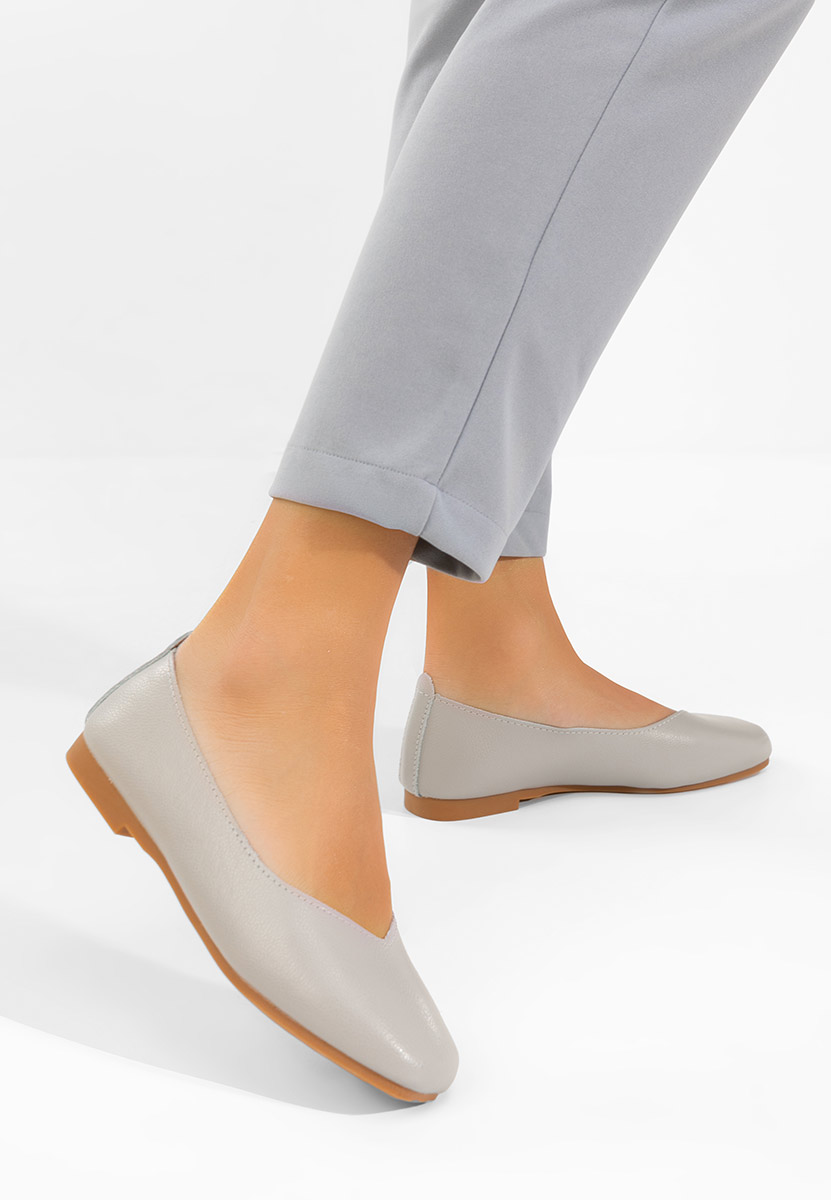 Balerinke od prirodne kože Gabiela sivo