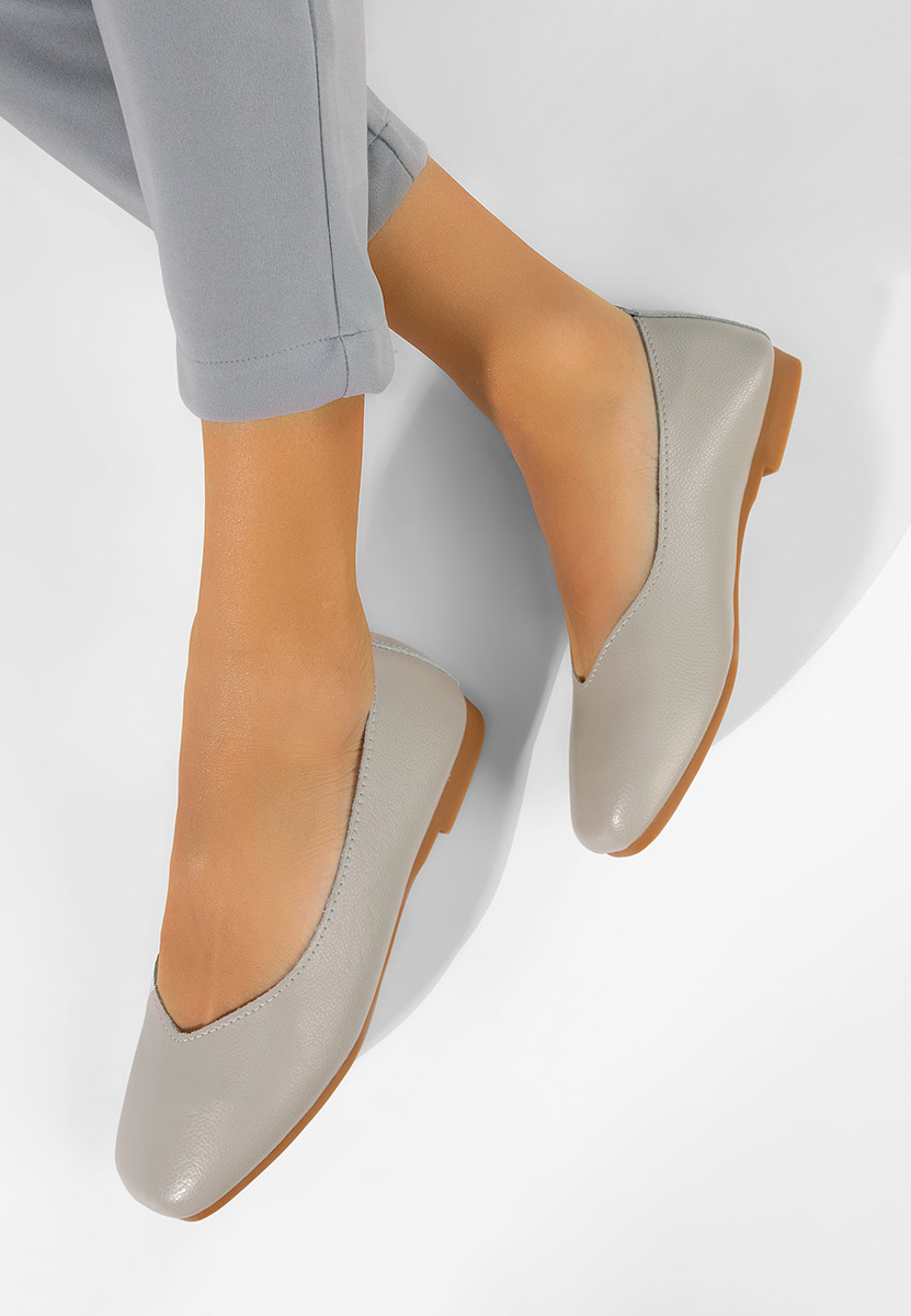 Balerinke od prirodne kože Gabiela sivo