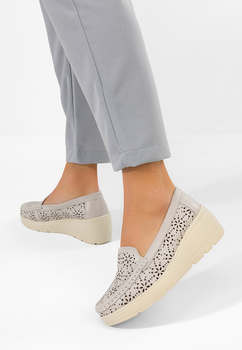 Mokasinke od prirodne kože Ysaia sivo