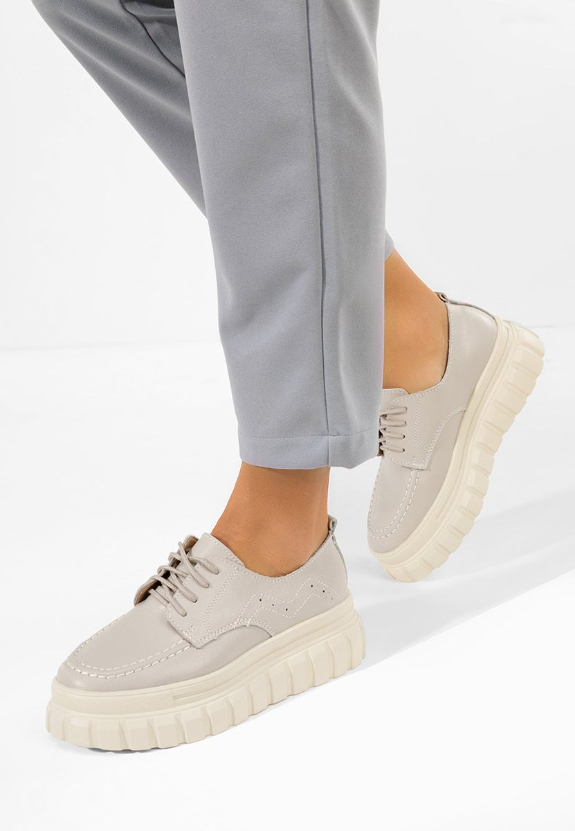 Mokasinke od prirodne kože Camya sivo