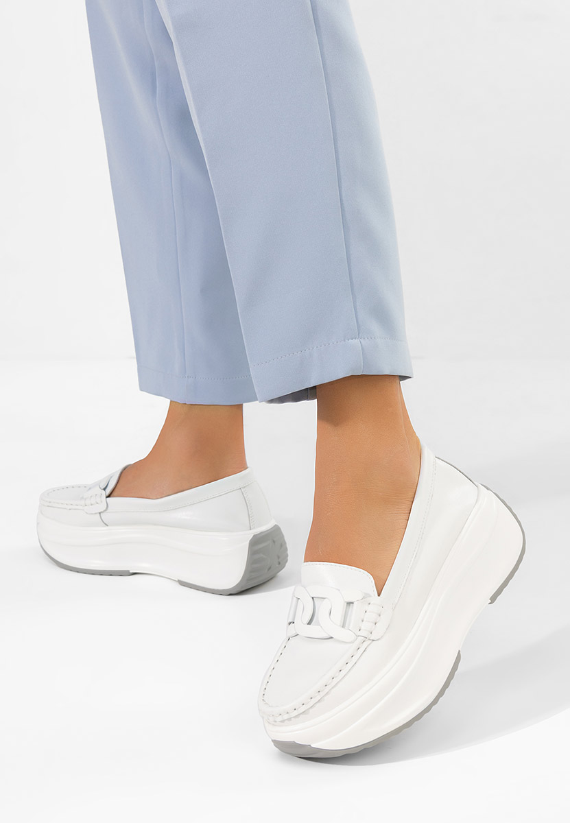 Mokasinke od prirodne kože Mivea bijele