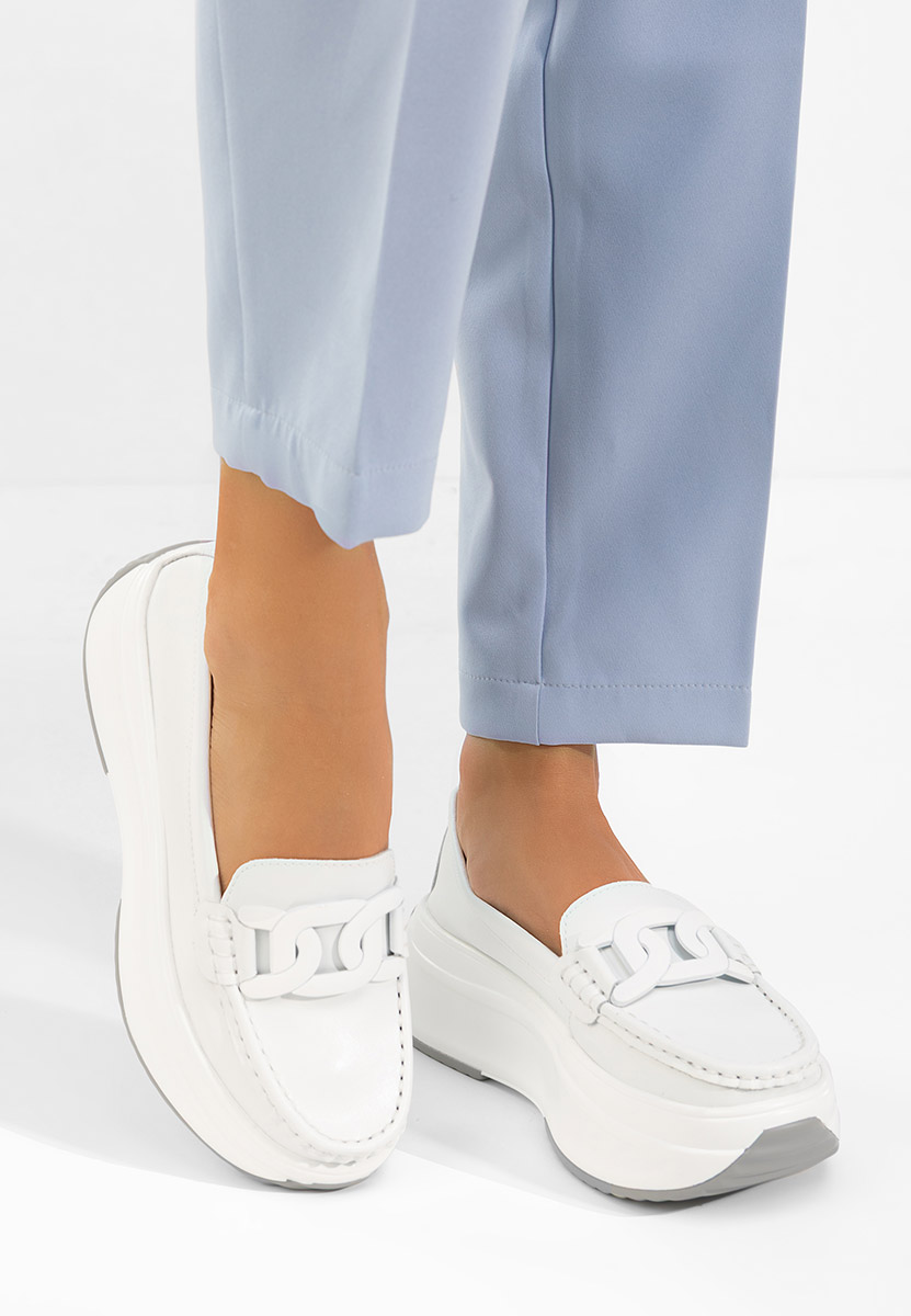 Mokasinke od prirodne kože Mivea bijele