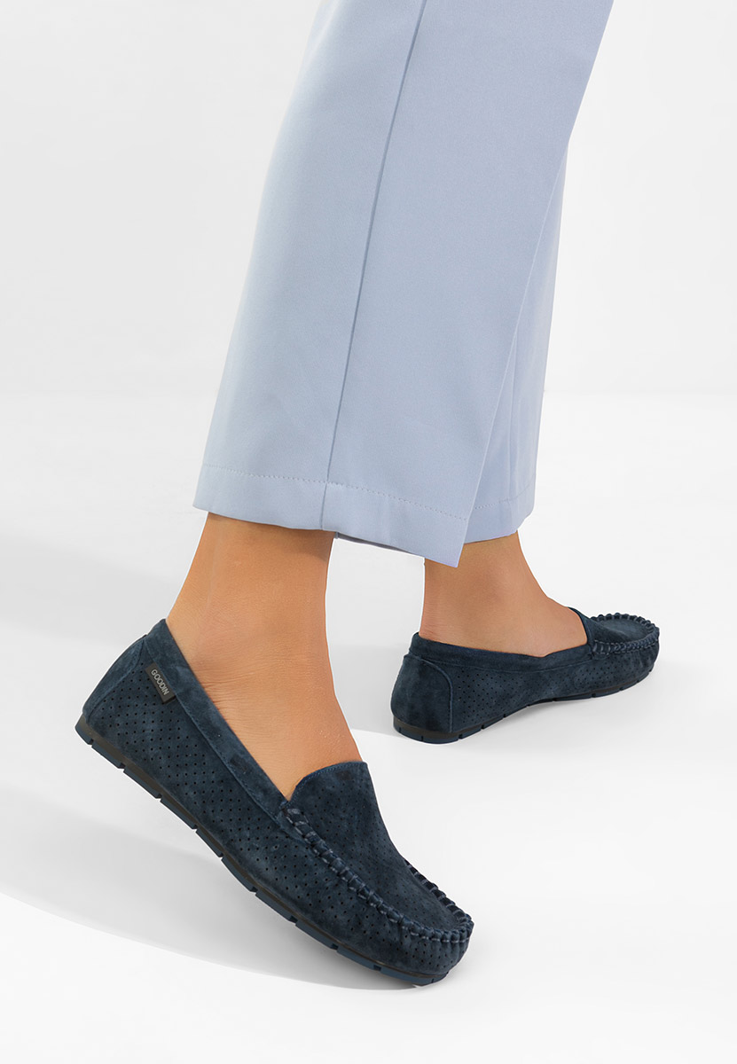 Mokasinke od prirodne kože Sareia plavo navy
