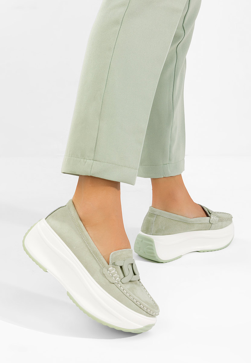 Mokasinke od prirodne kože Mivea zeleno