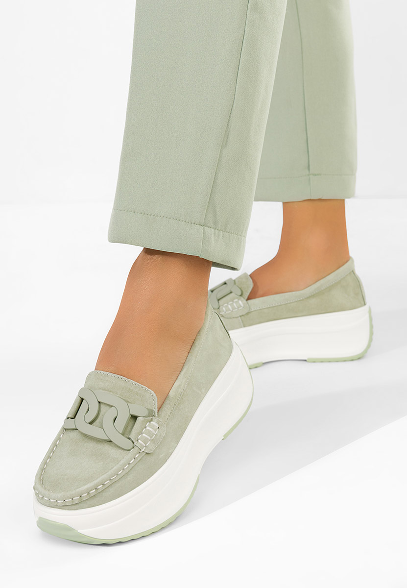 Mokasinke od prirodne kože Mivea zeleno