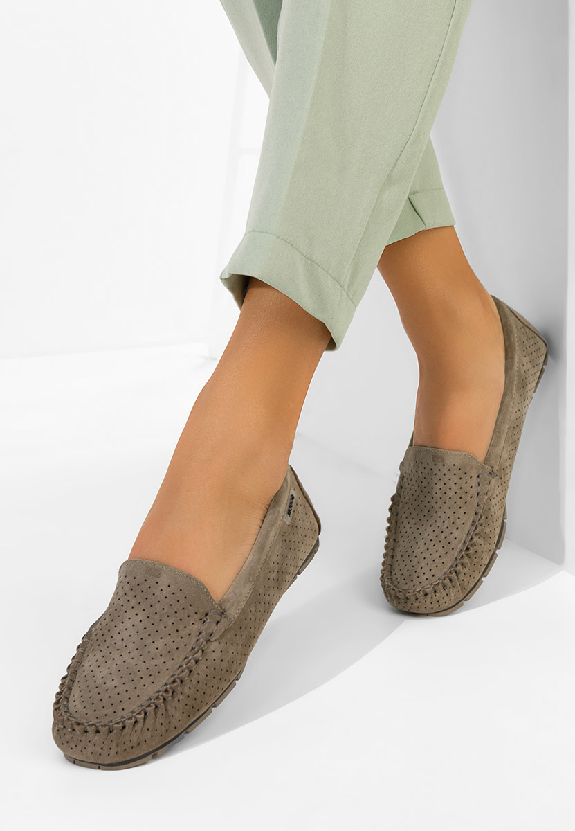 Mokasinke od prirodne kože Sareia kaki