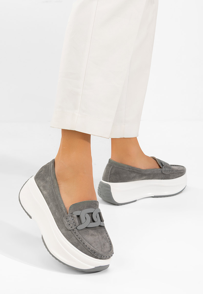 Mokasinke od prirodne kože Mivea sivo