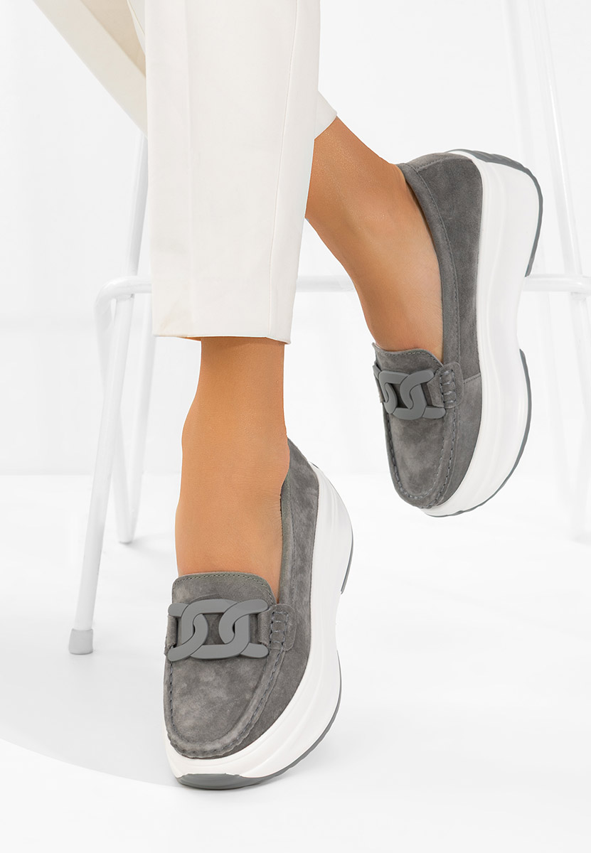 Mokasinke od prirodne kože Mivea sivo