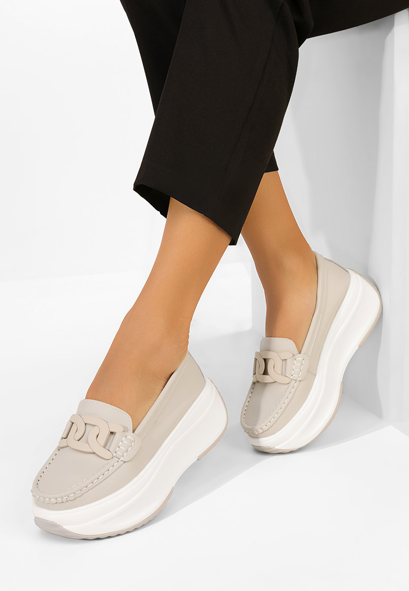 Mokasinke od prirodne kože Mivea bež