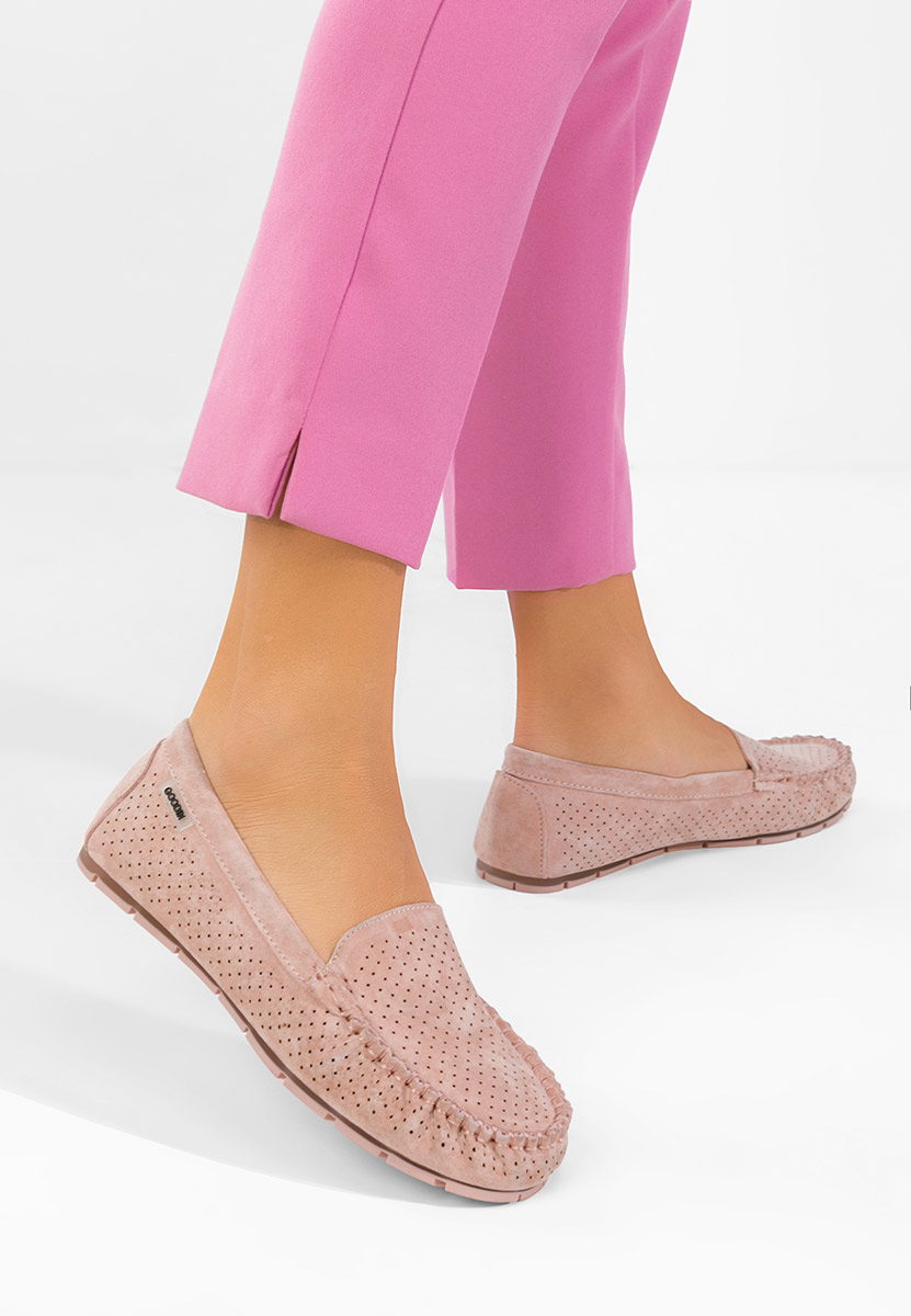 Mokasinke od prirodne kože Sareia ružičasto