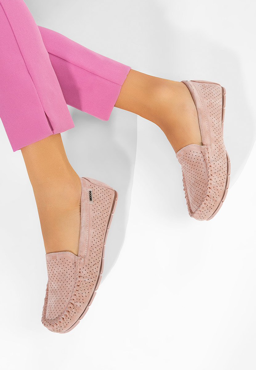 Mokasinke od prirodne kože Sareia ružičasto