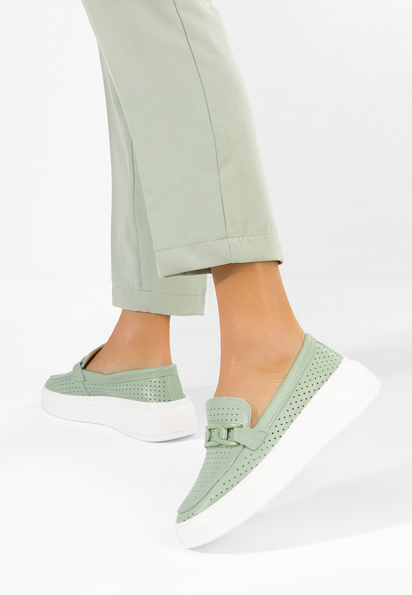 Mokasinke od prirodne kože Valerina zeleno