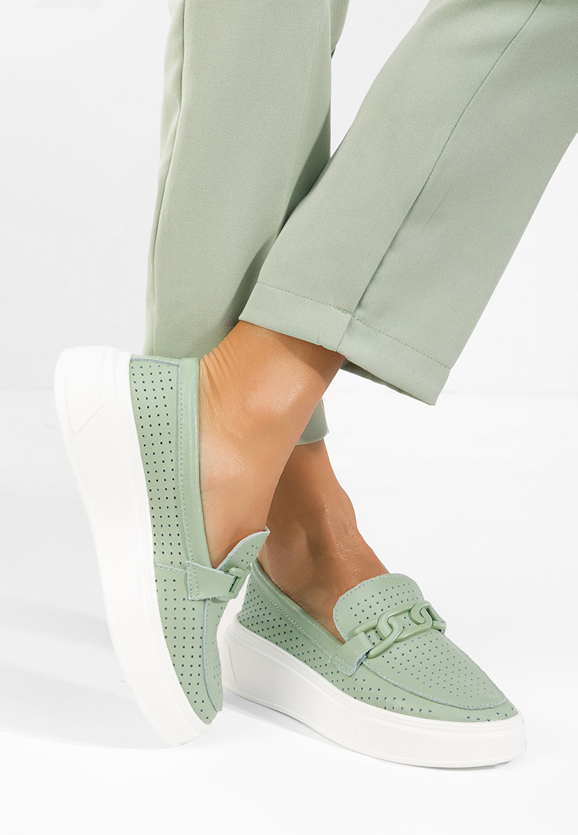 Mokasinke od prirodne kože Valerina zeleno