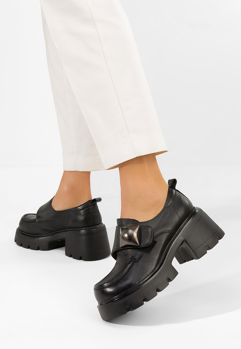 Mokasinke od prirodne kože Geolia crno