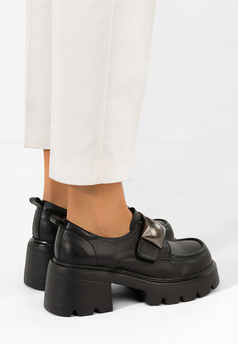 Mokasinke od prirodne kože Geolia crno