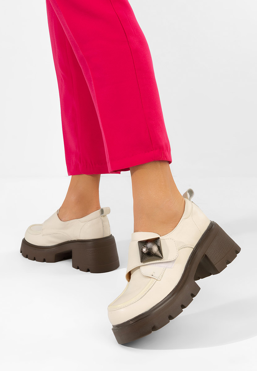 Mokasinke od prirodne kože Geolia bež