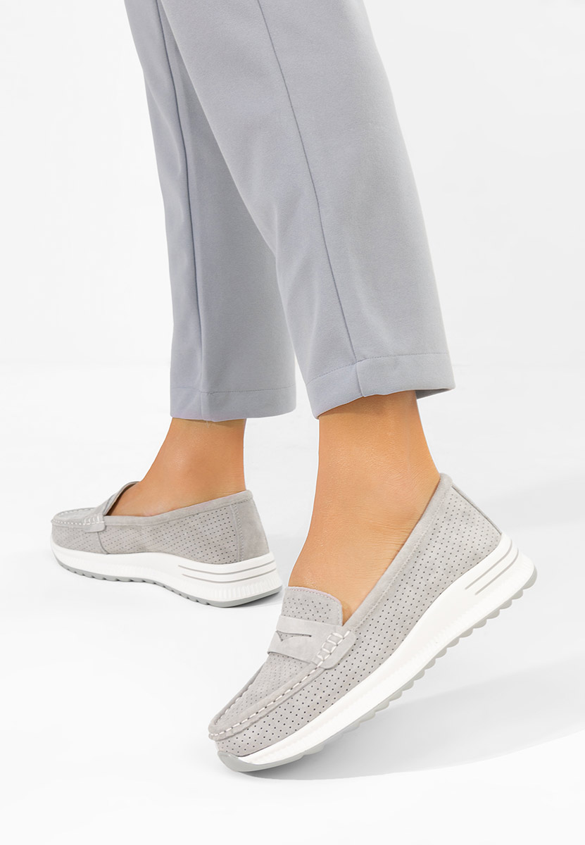 Mokasinke od prirodne kože Seliona sivo