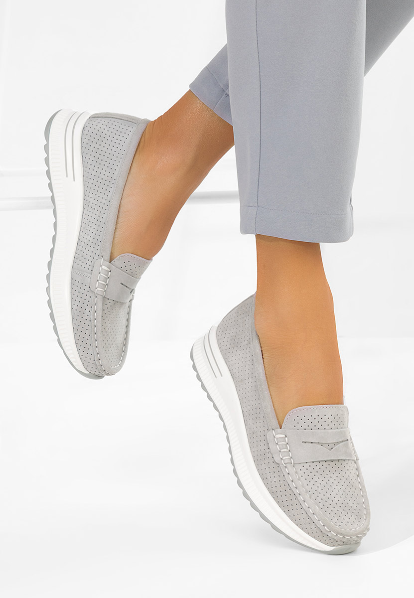 Mokasinke od prirodne kože Seliona sivo