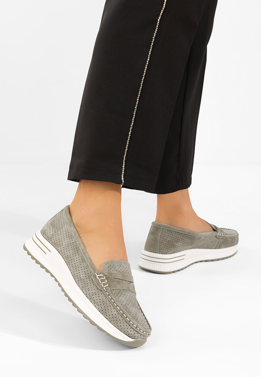 Mokasinke od prirodne kože Seliona zeleno