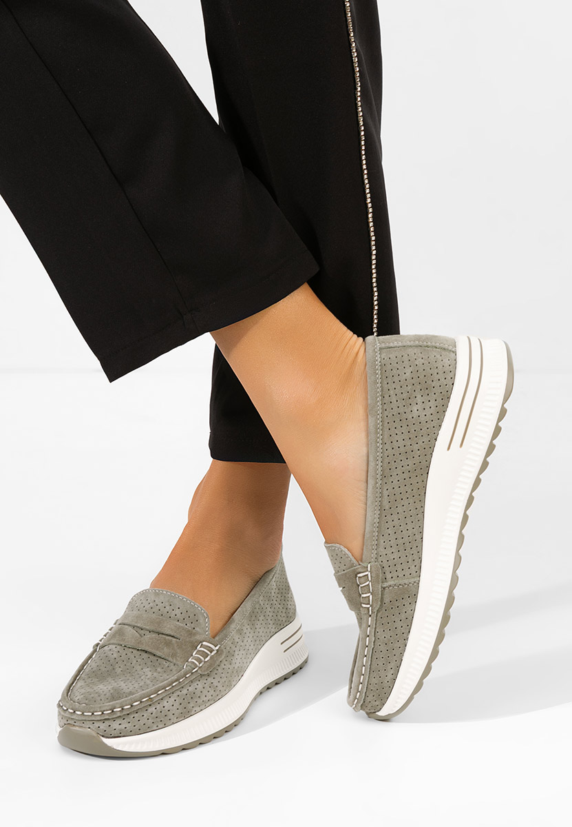 Mokasinke od prirodne kože Seliona zeleno