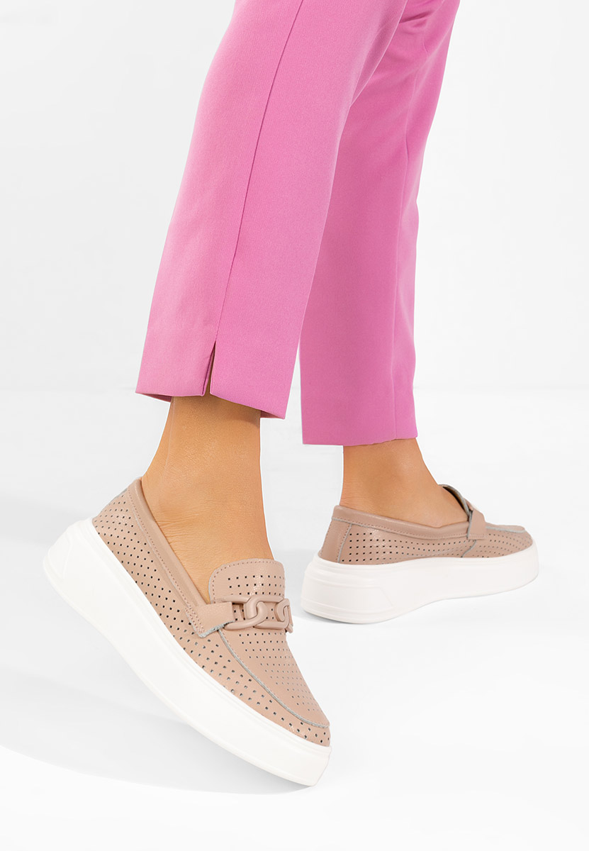 Mokasinke od prirodne kože Valerina ružičasto