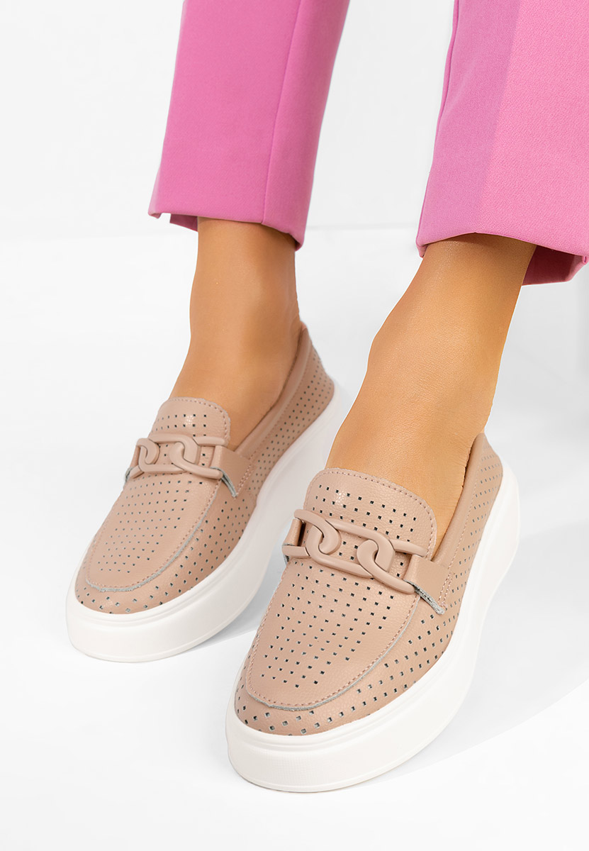 Mokasinke od prirodne kože Valerina ružičasto