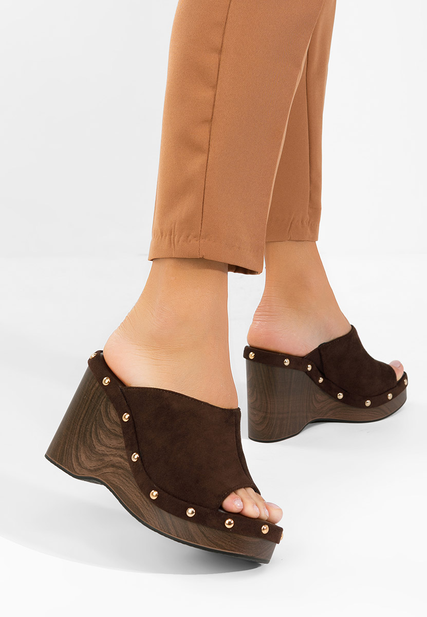 Papuče s platformom Jazminia braon