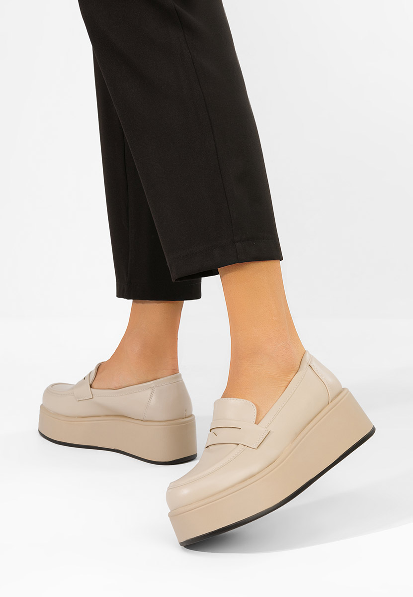 Mokasinke s platformom Minky bež