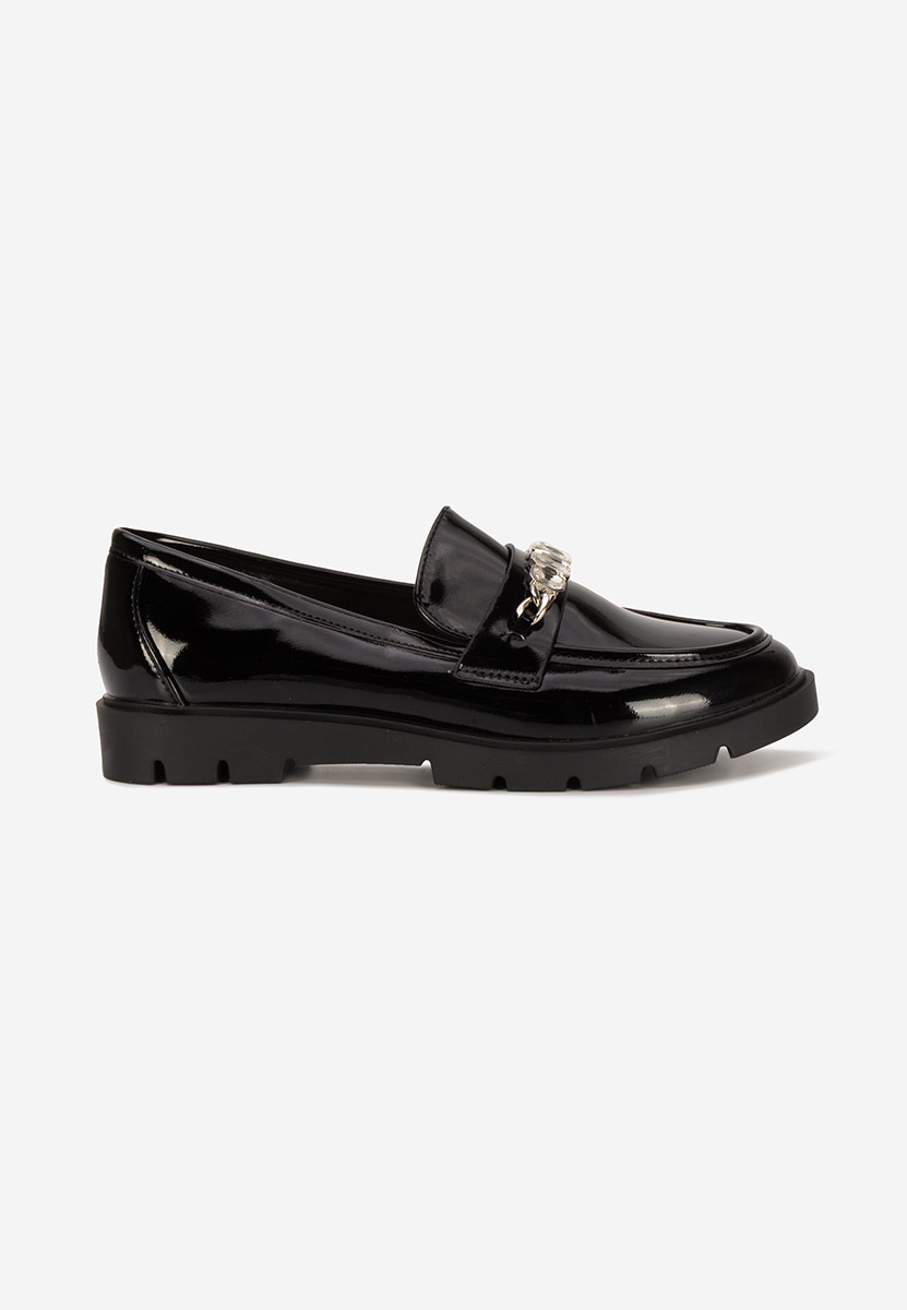 Lakirane ženske mokasinke Anselia crno
