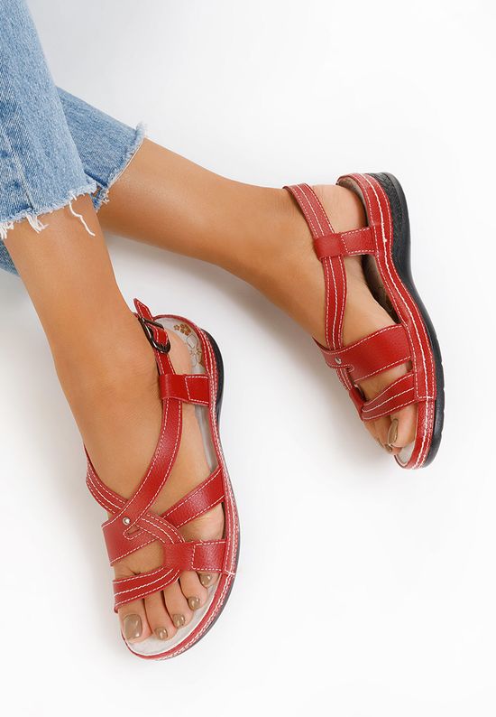 Sandale od prirodne kože Zinga crveno, Veličine: 39 - zapatos