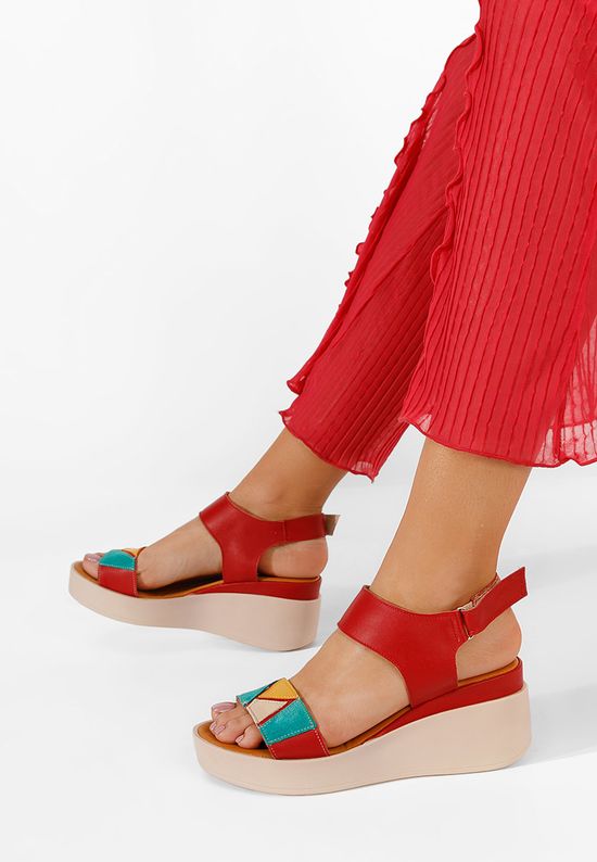 Sandale s platformom kože Lauria Crveno, Veličine: 37 - zapatos