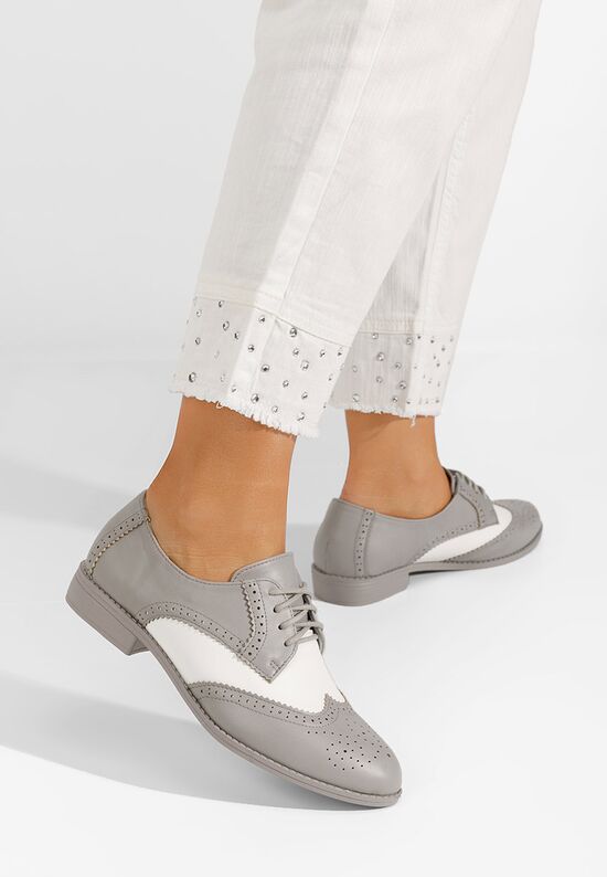 Ženske cipele oksfordice Nemara sivo, Veličine: 39 - zapatos