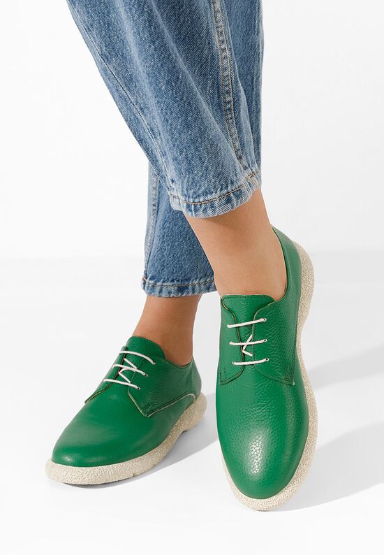 Kožne cipele derby Karysa V4 Zeleno, Veličine: 39 - zapatos