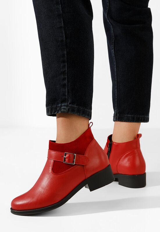Kožne ženske gležnjače Sarva crveno, Veličine: 35 - zapatos