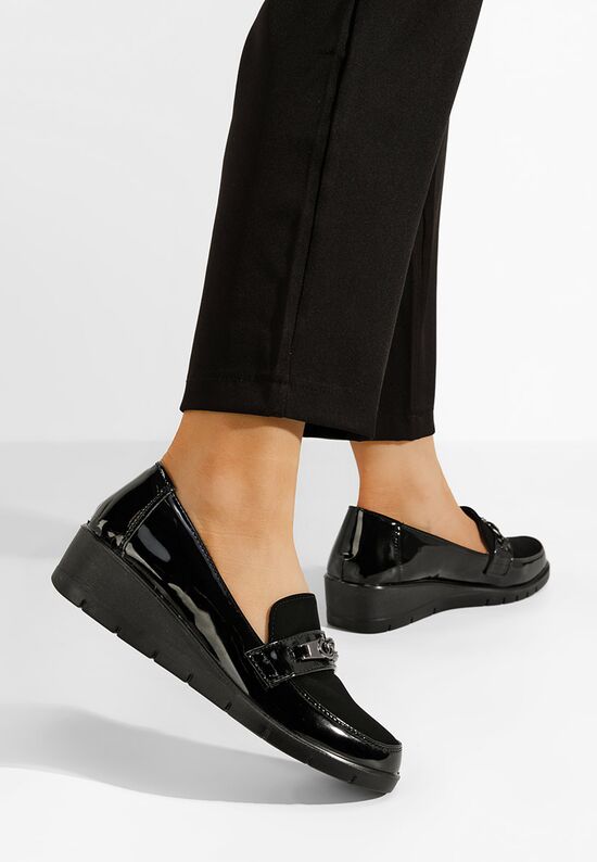 Lakirane ženske mokasinke Isofia crno, Veličine: 37 - zapatos